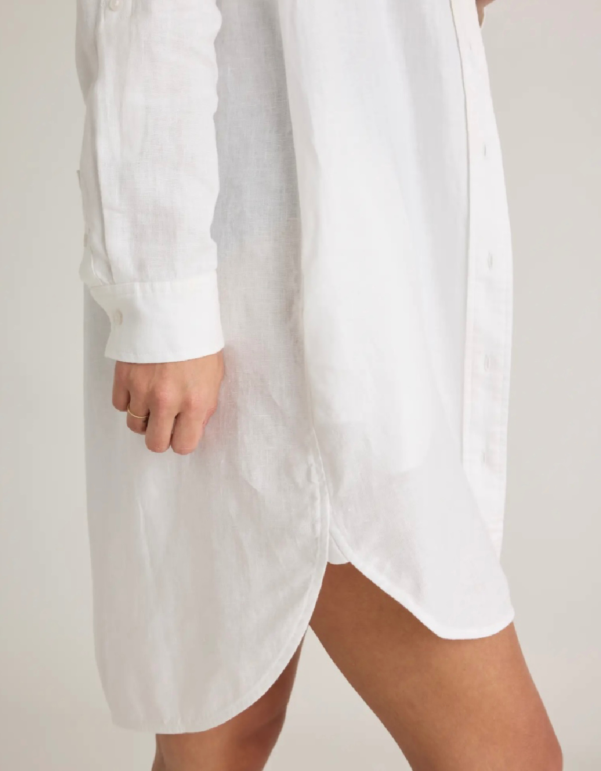 Quince white linen shirt dress.