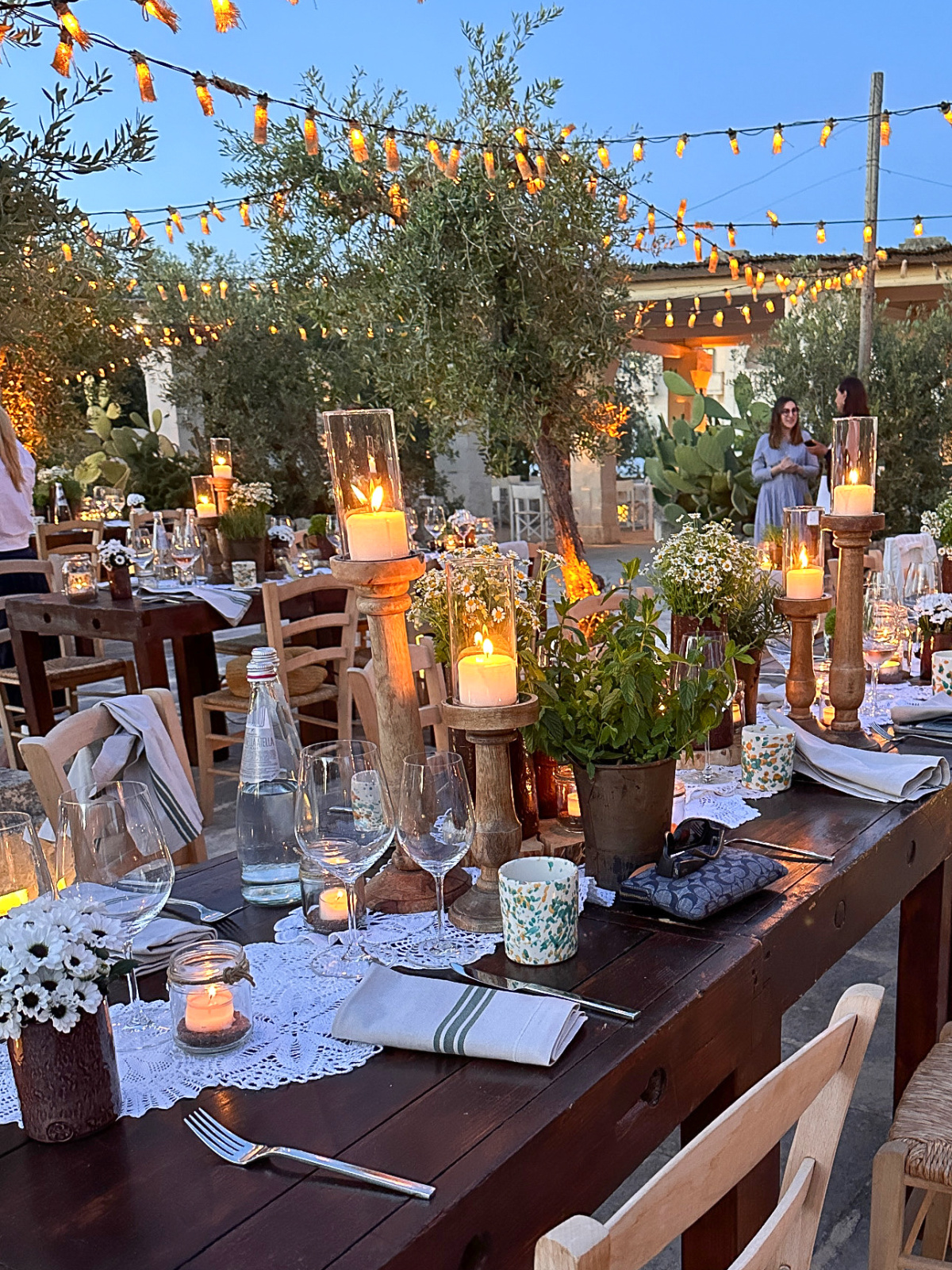Alfresco table setting at Borgo Egnazia.