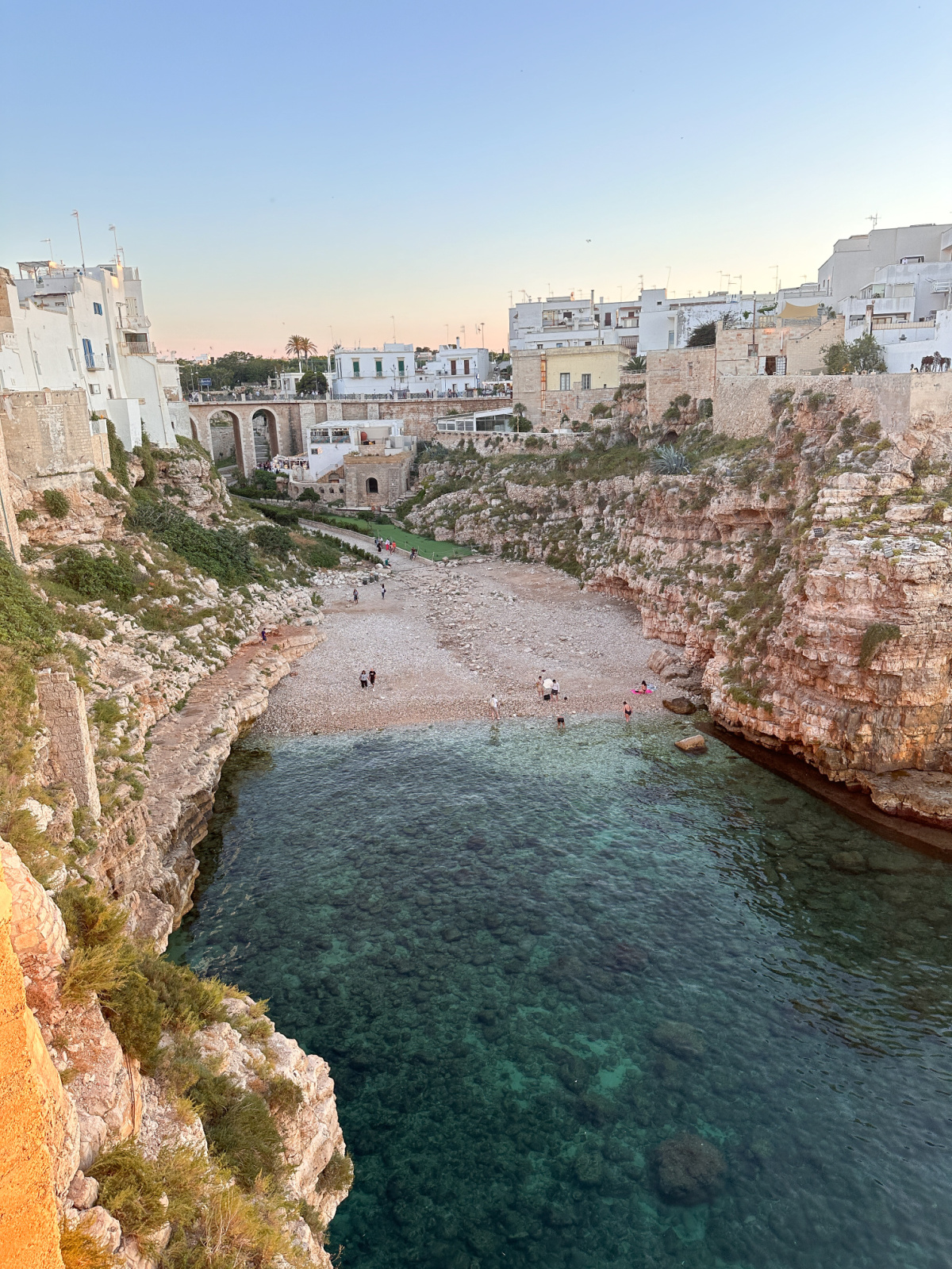 Beach view in Polignano a Mare.