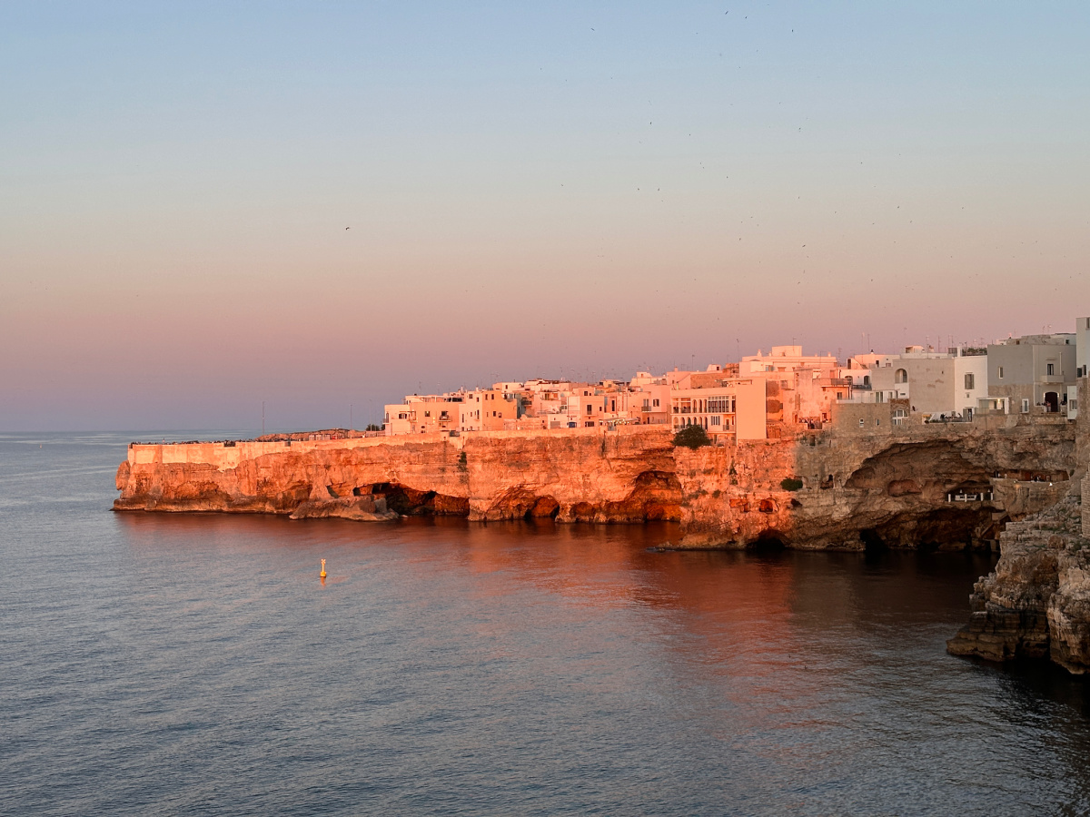 Puglia coastline at sunset.