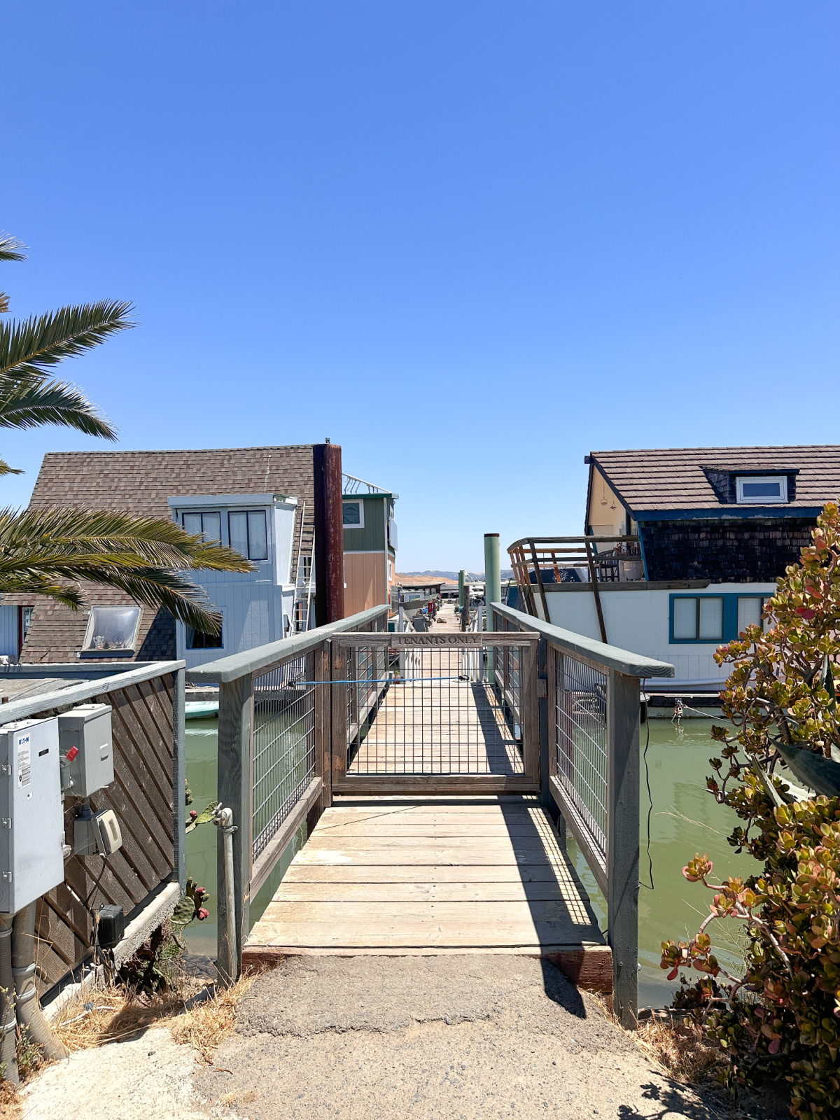 Entry gate to houseboat dock.