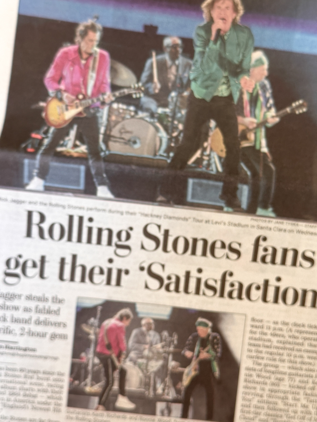 Picture of Rolling Stones review in East Bay Times.