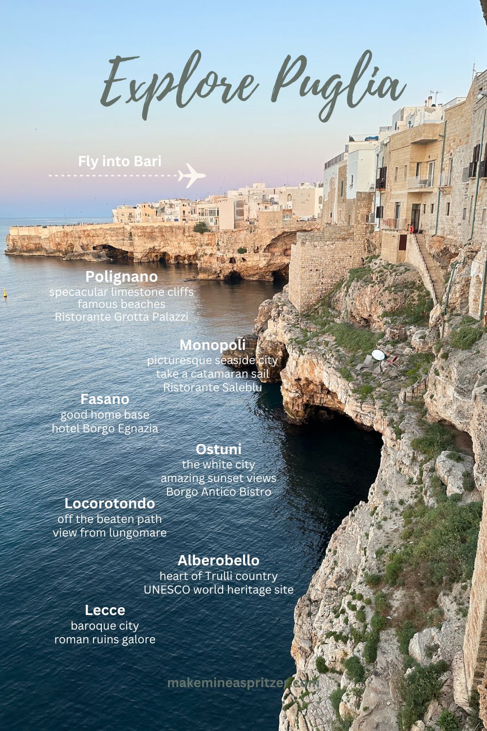 Photo of Puglia coastline and highlights of region.