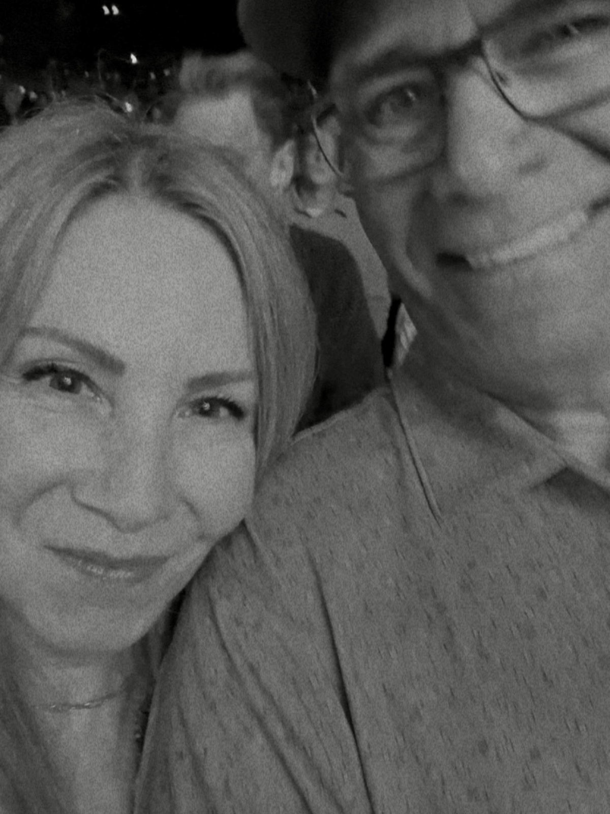 Black and white couple selfie.