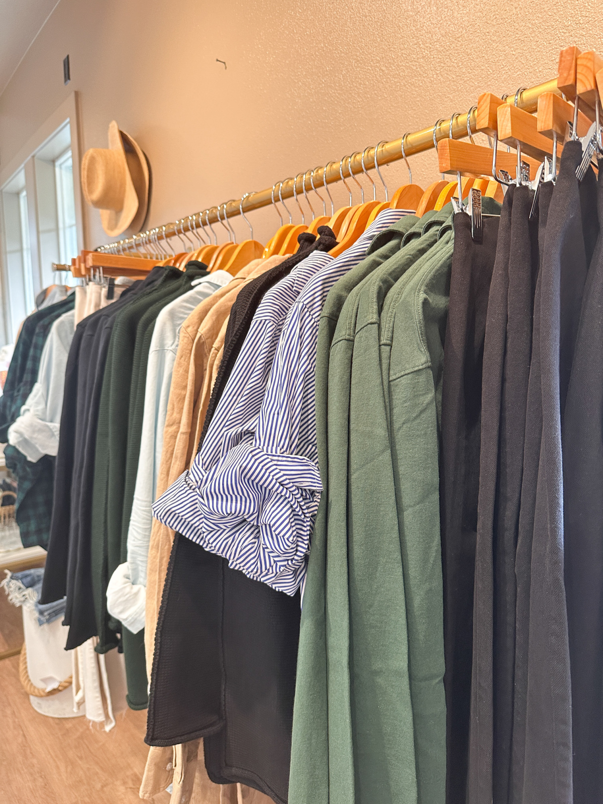 Rack of Frank & Eileen fall collection at Flaunt.