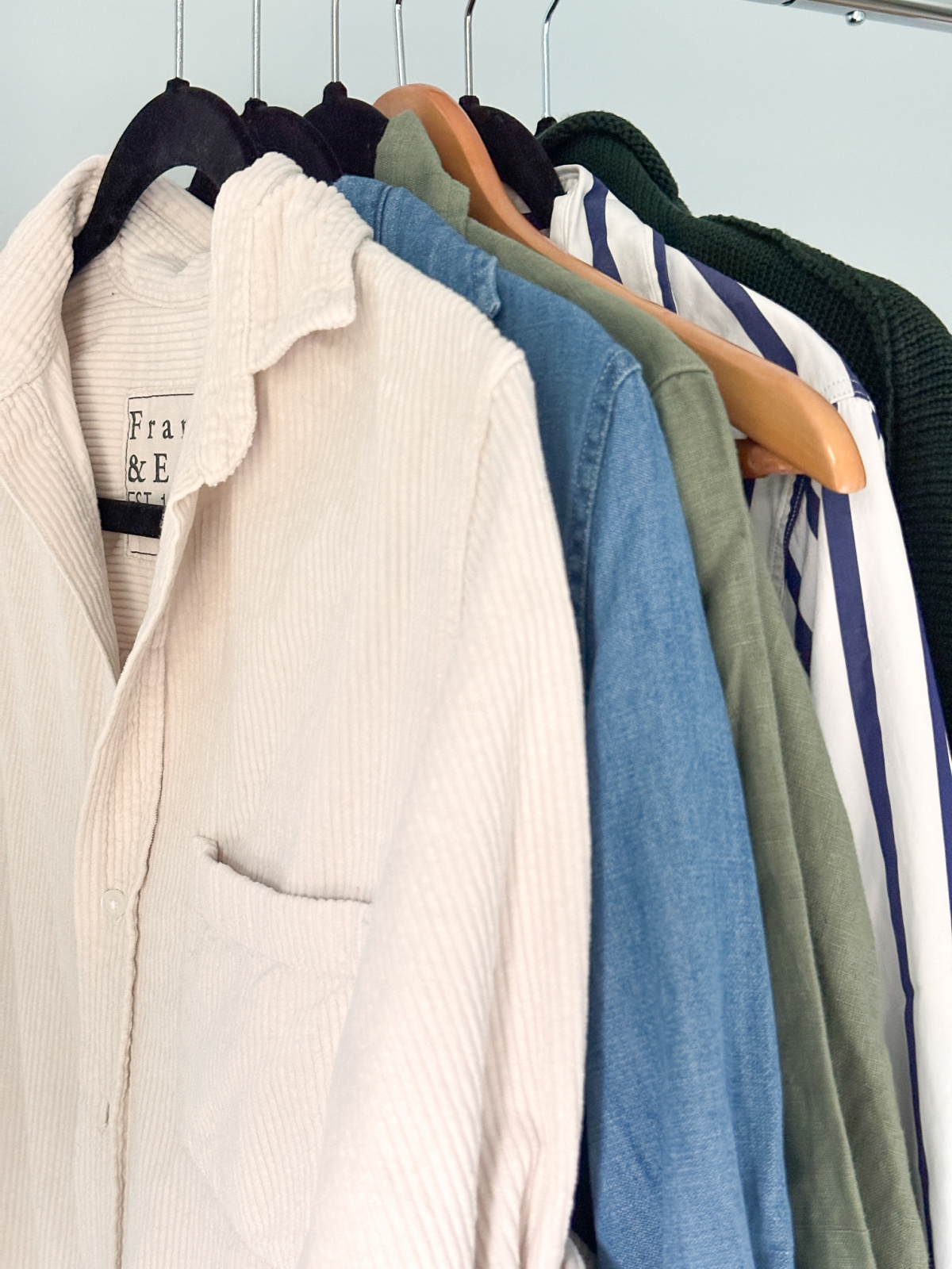 Rack of Frank & Eileen pieces.