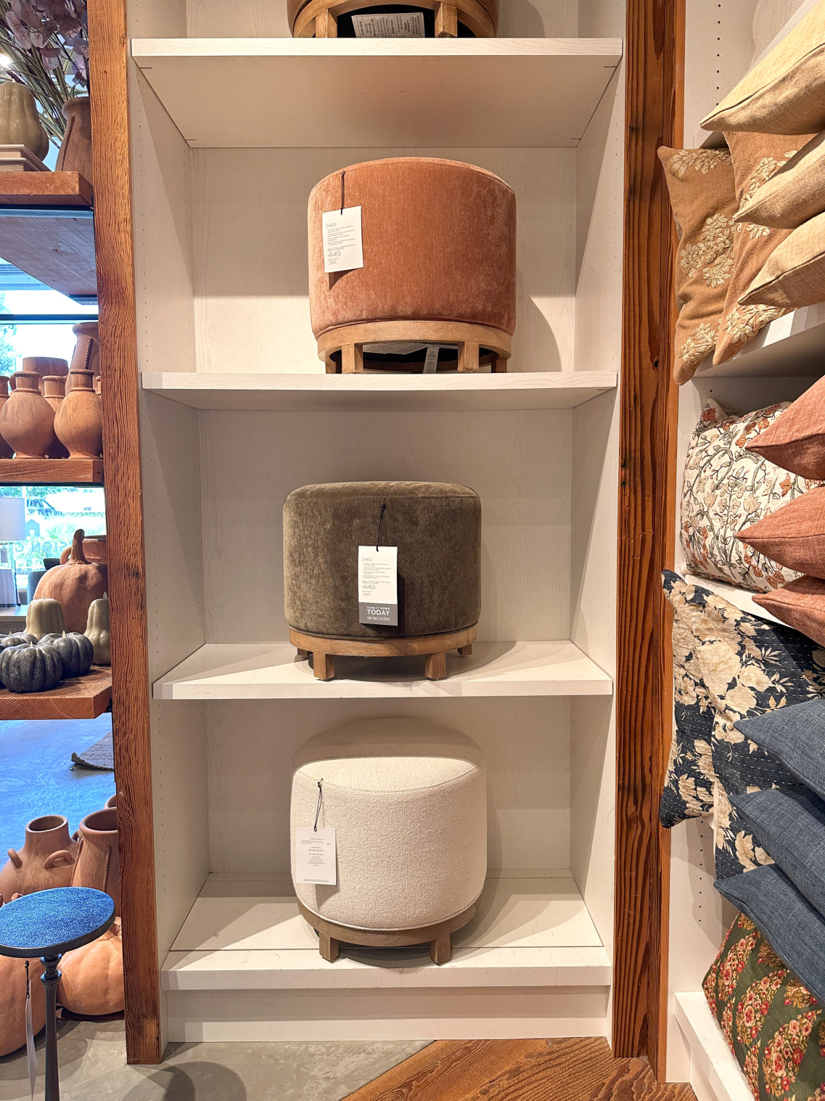 Pottery Barn stool display.