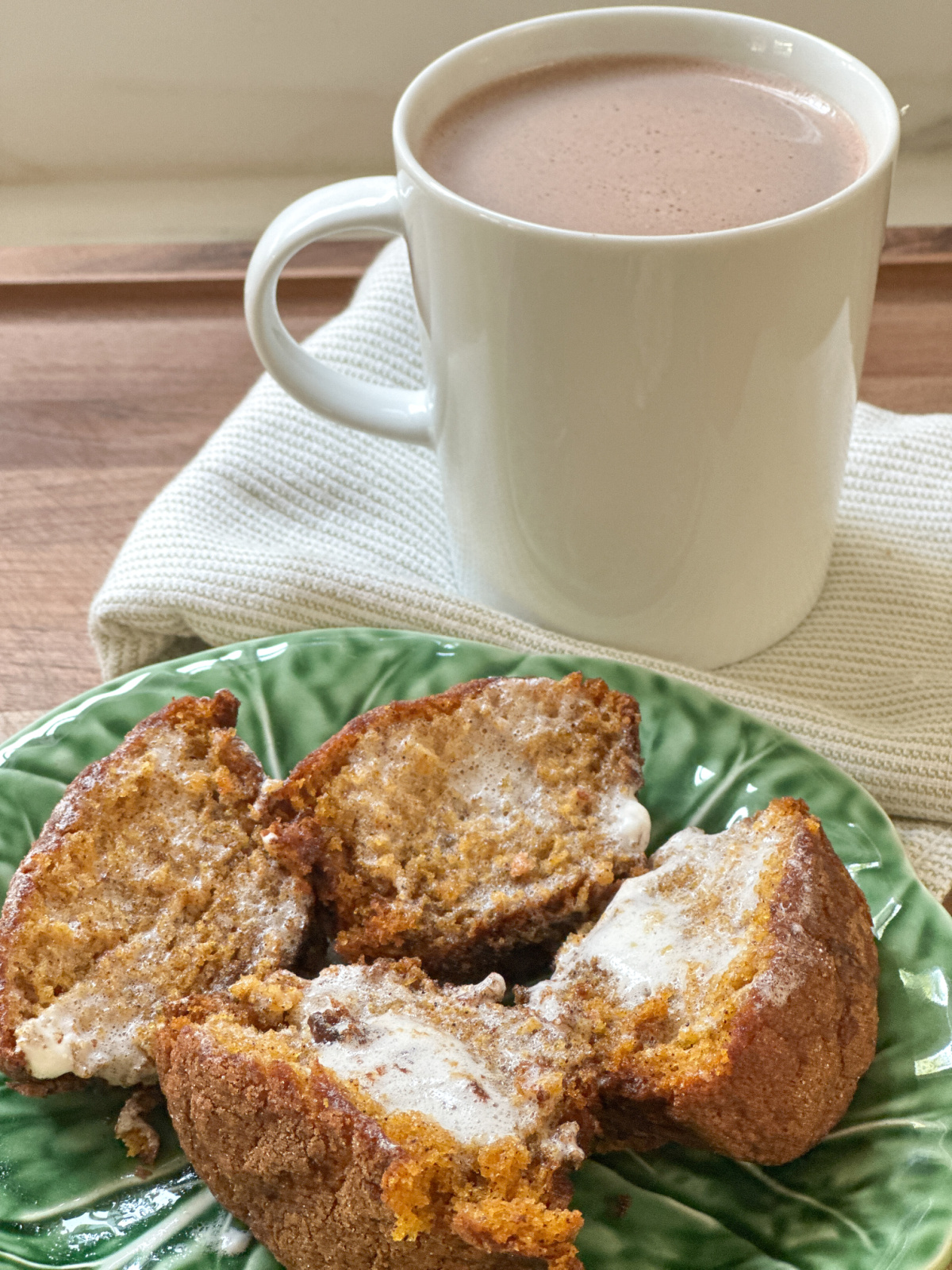Pumpkin Spice muffins and mug of cocoa.