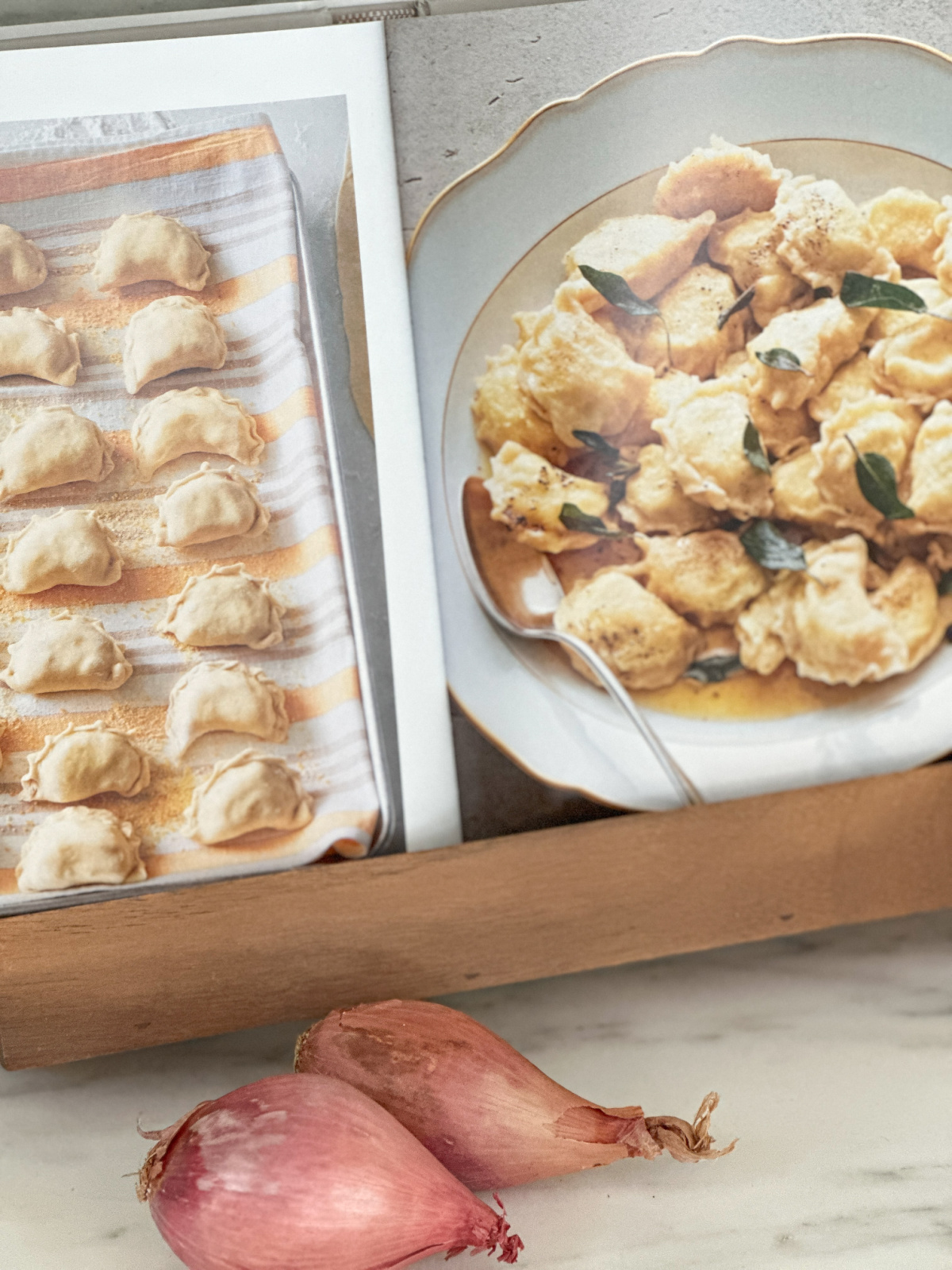 Martha The Cookbook open on a cookbook stand.