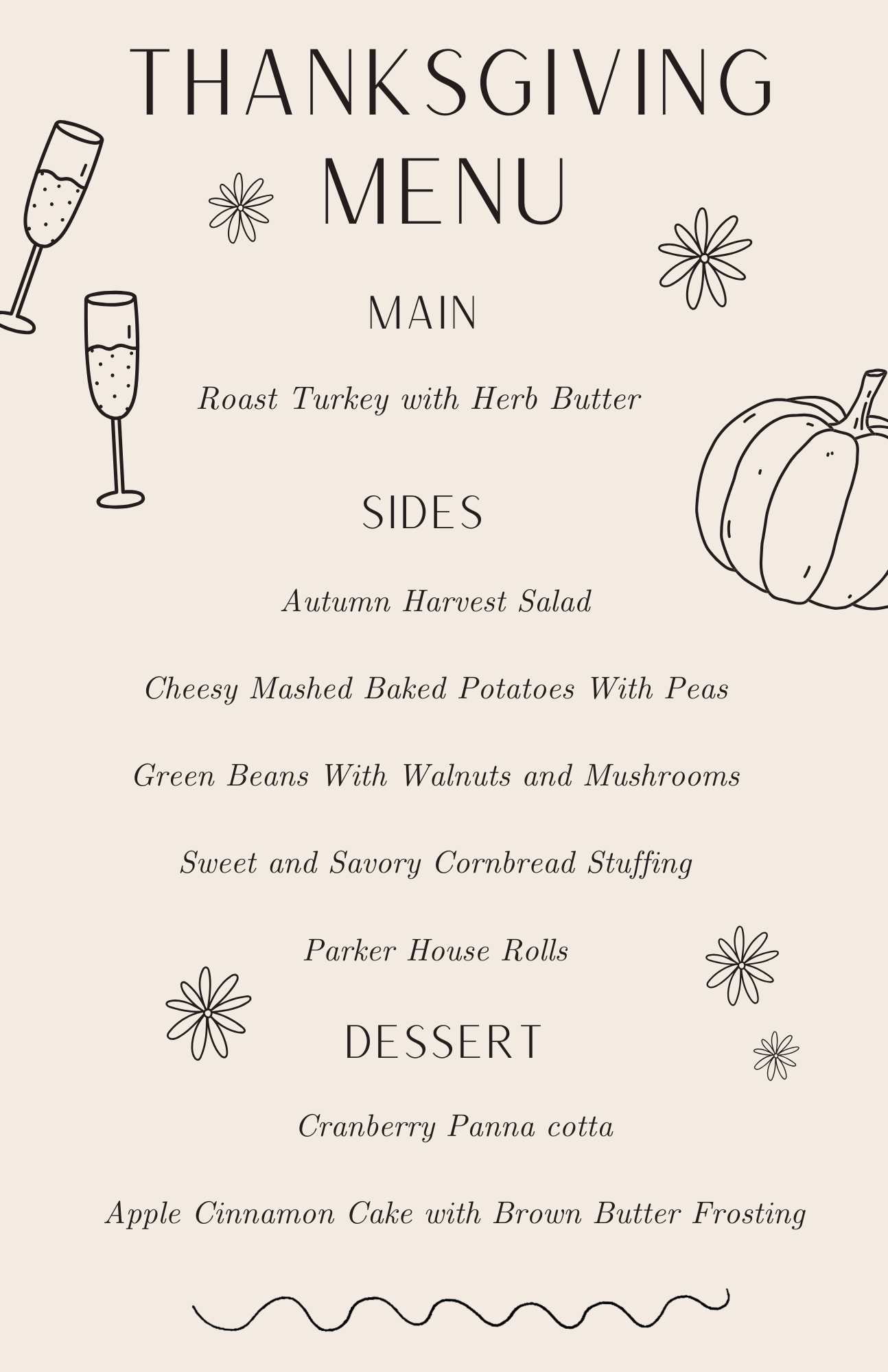 Thanksgiving menu graphic.