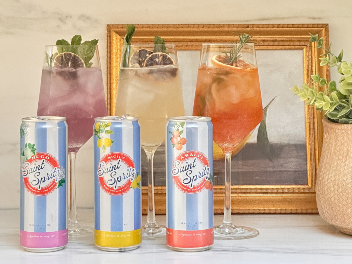 Wine glasses full of Saint Spritzes.