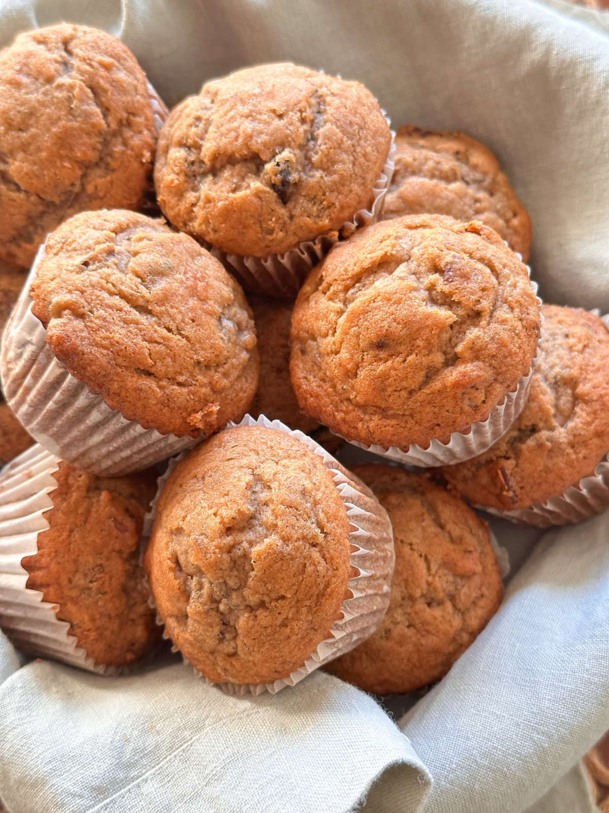 Basket of banana muffins.