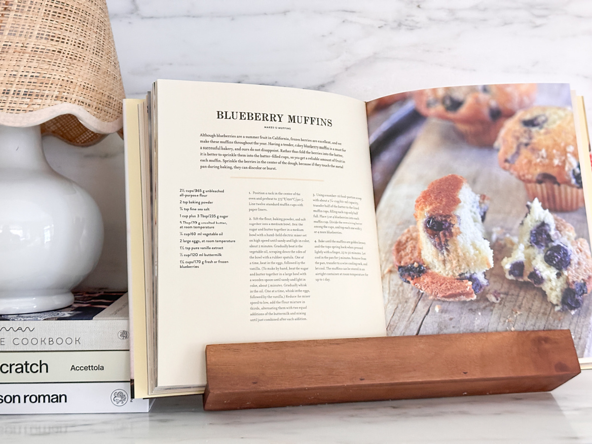 The Model Bakery cookbook on kitchen stand.
