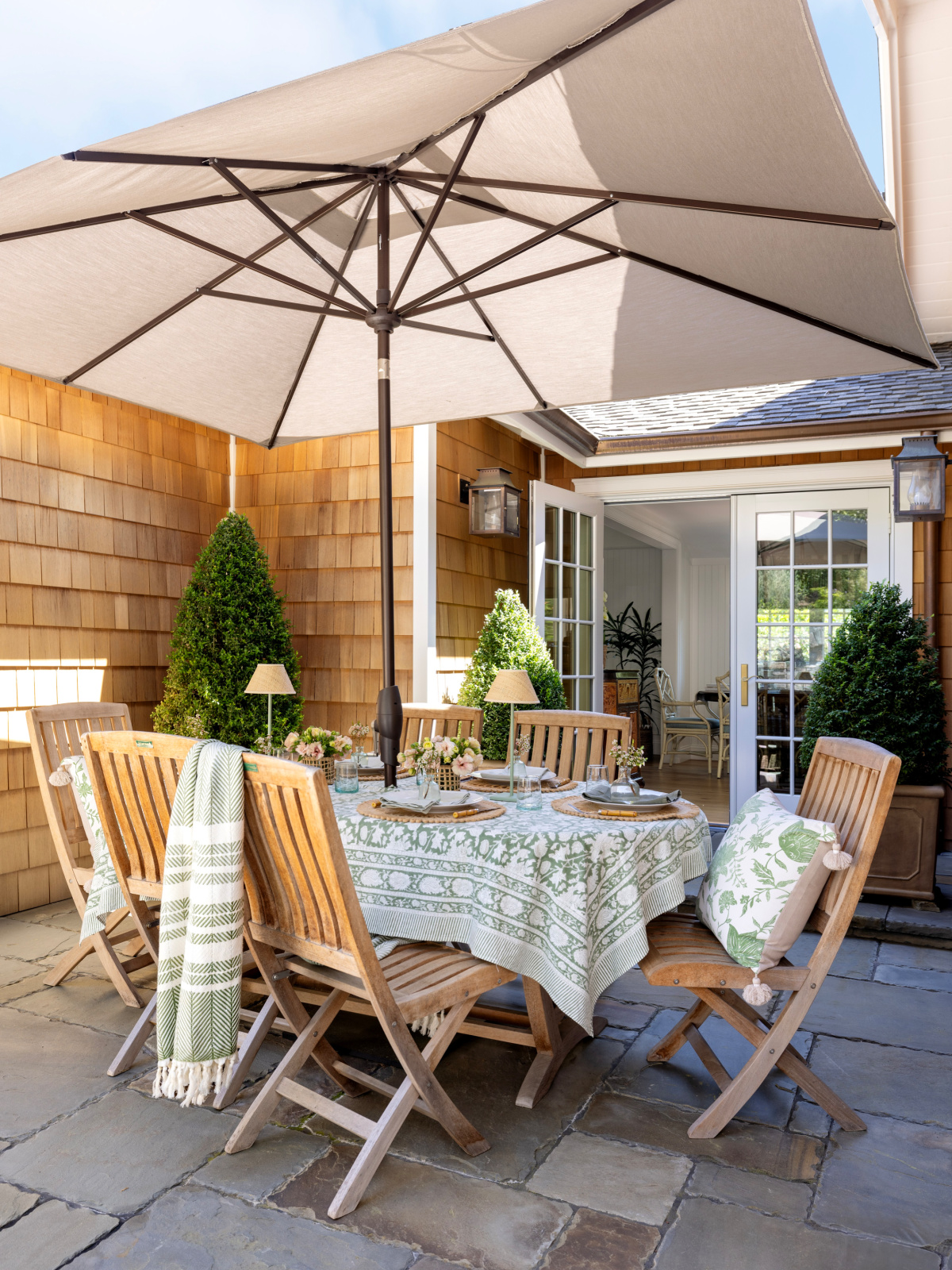 Pretty outdoor patio table setting.