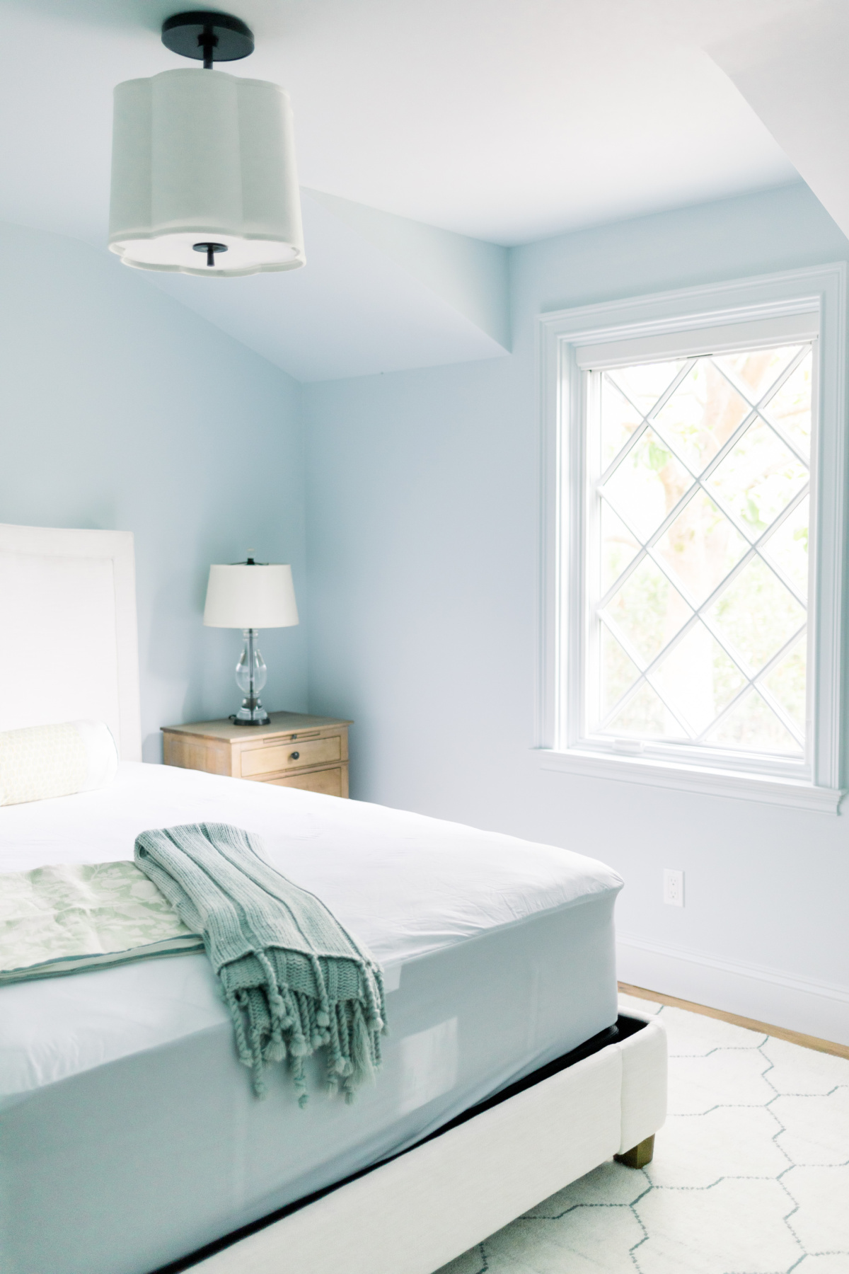 Color drenched blue bedroom.
