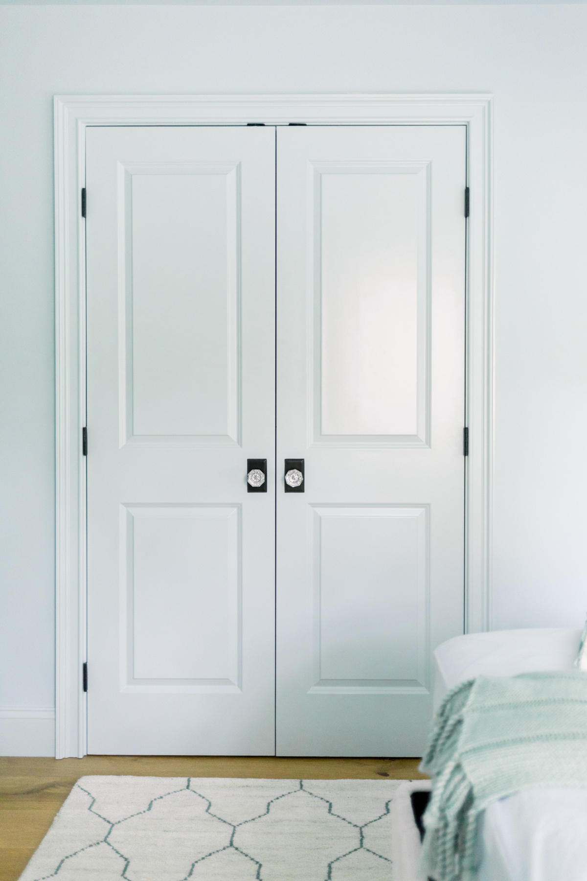 Color drenched blue bedroom.