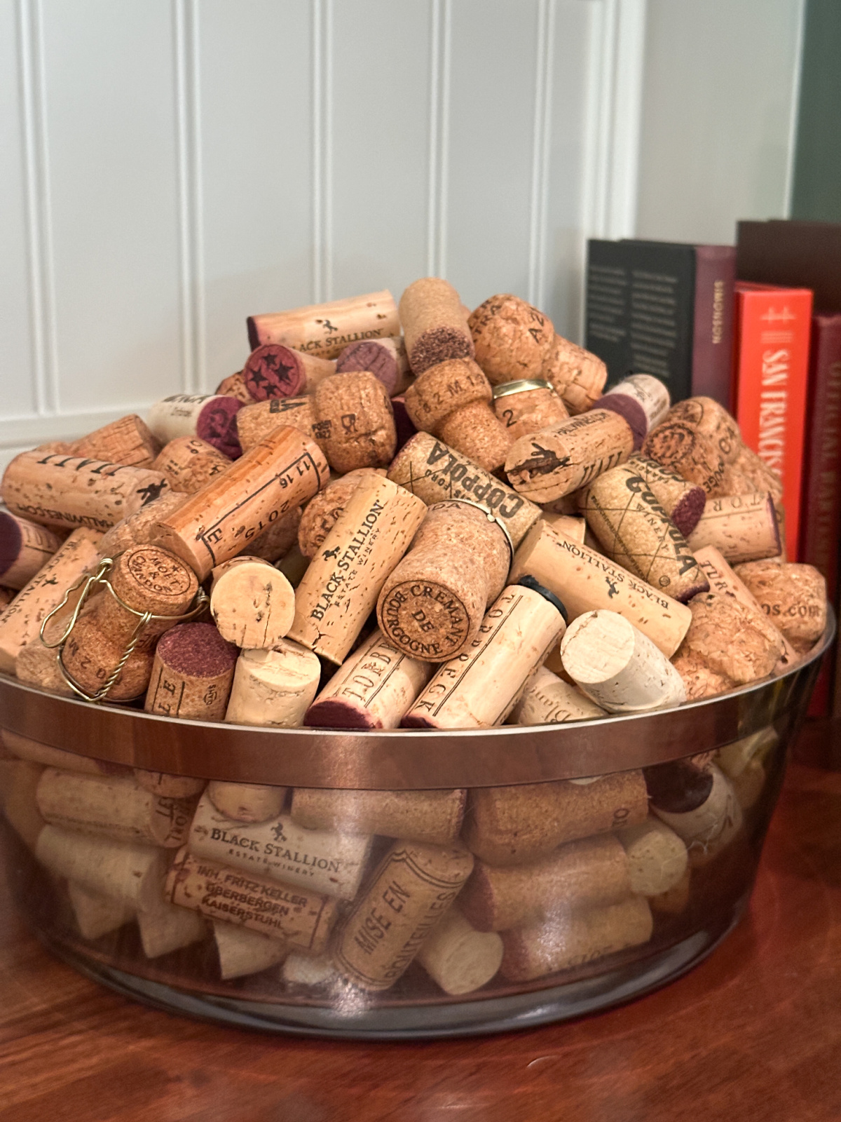 Bowl of wine corks.