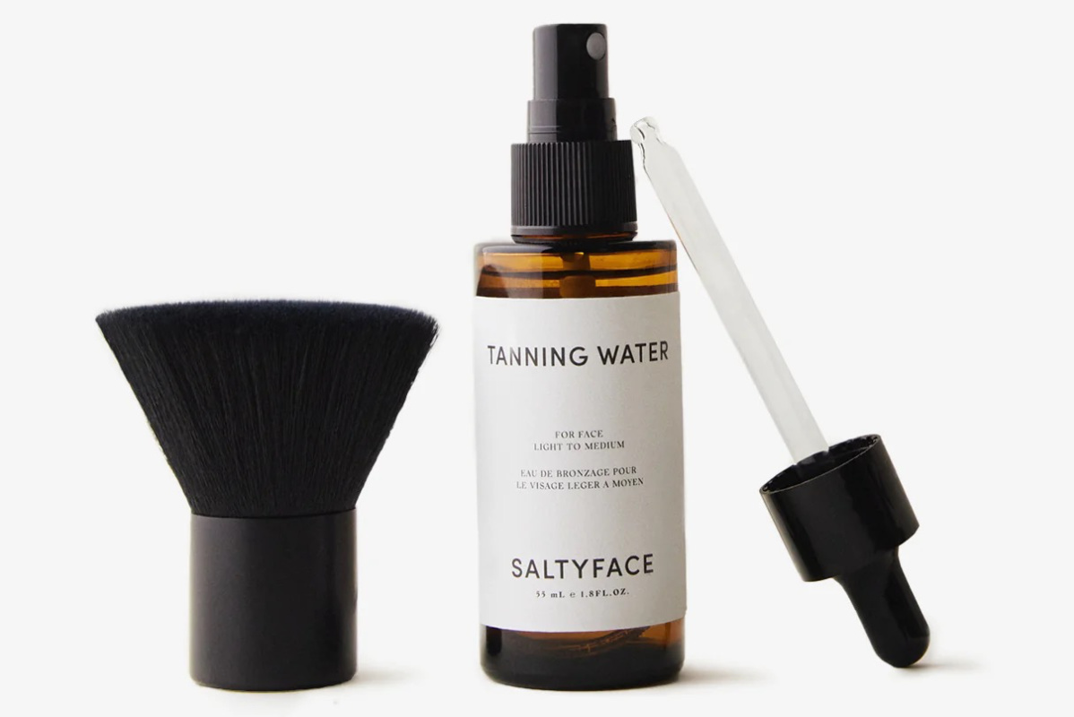 Salty face tanning water.