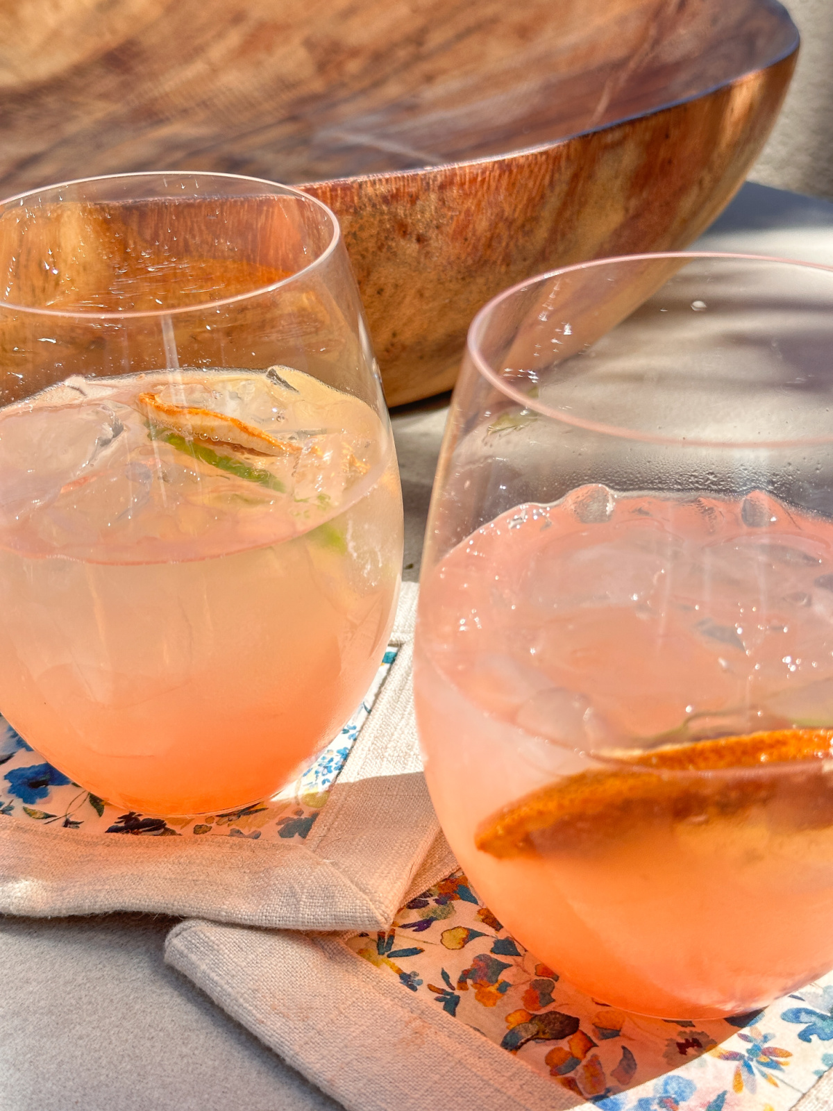 Two glasses of Grapefruit Tequila Spritz.