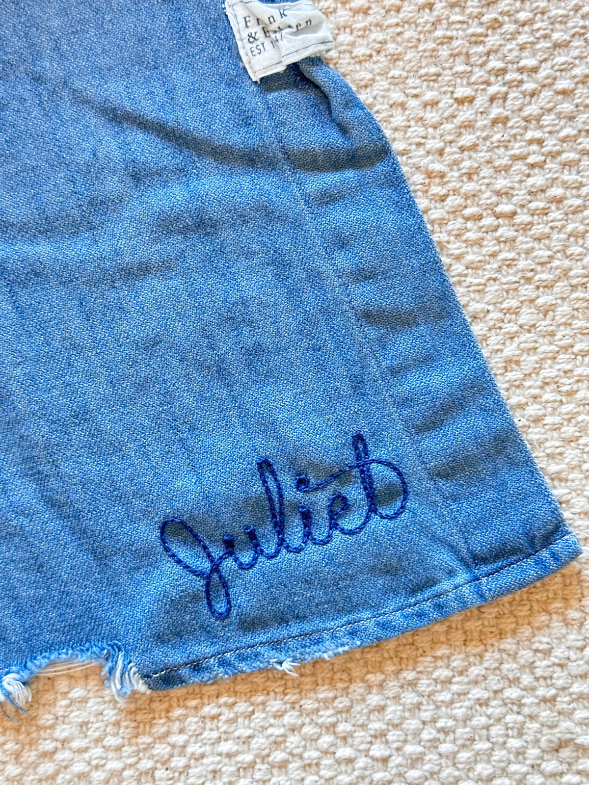 Embroidery on Frank & Eileen shirt dress hem.