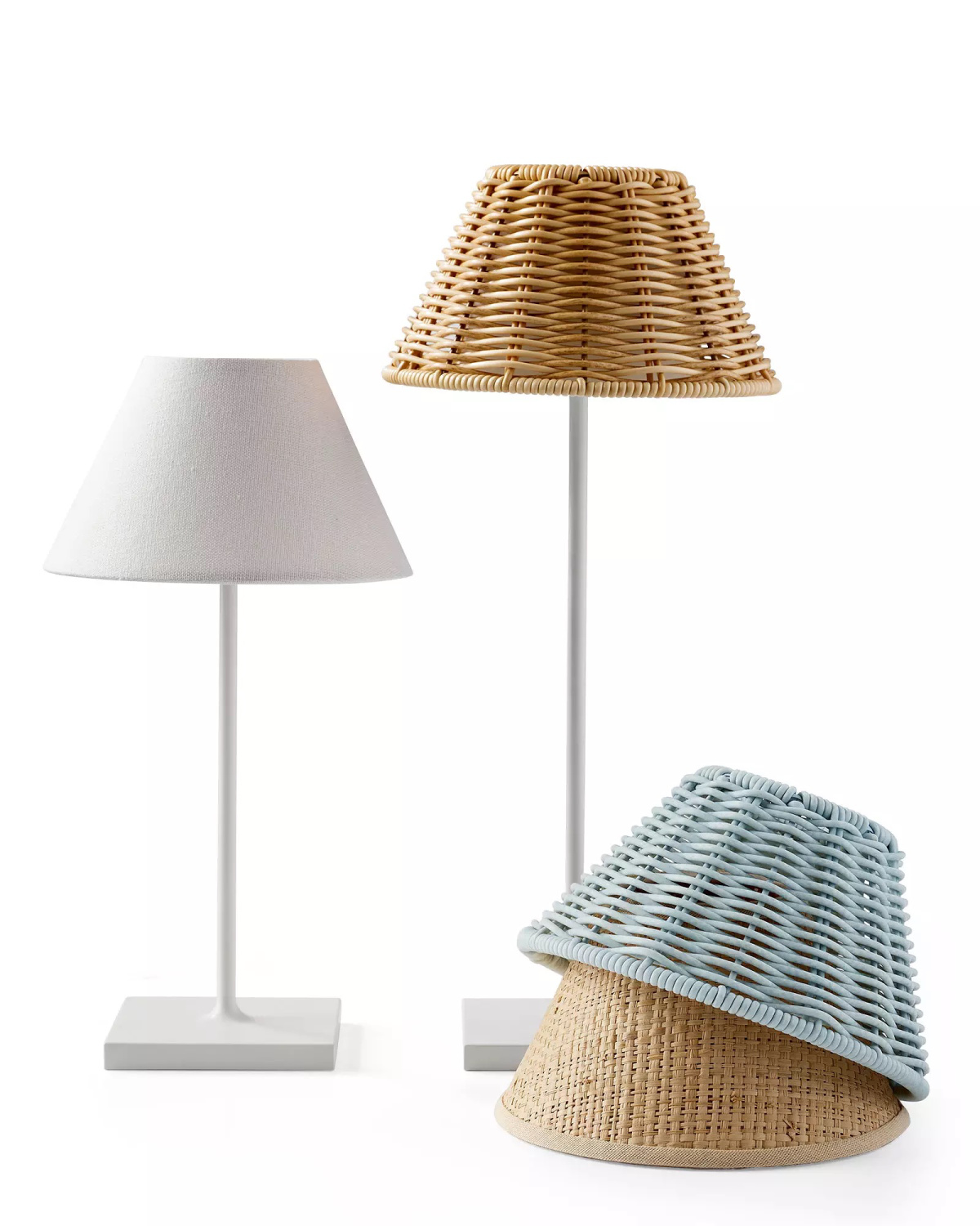 Serena & Lily petite rechargeable lamp shades.