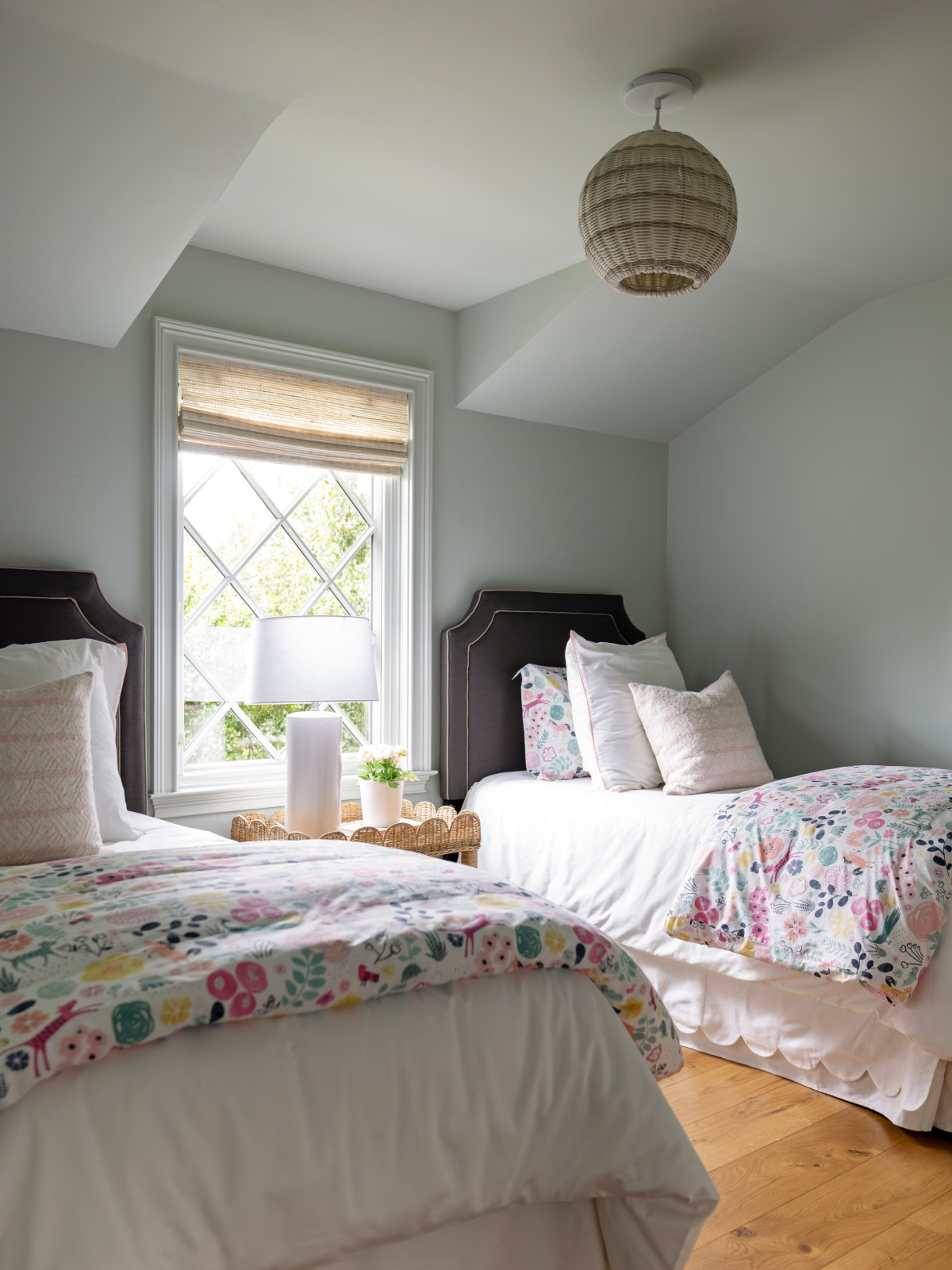 Serena & Lily Pacific Pendant in bedroom.