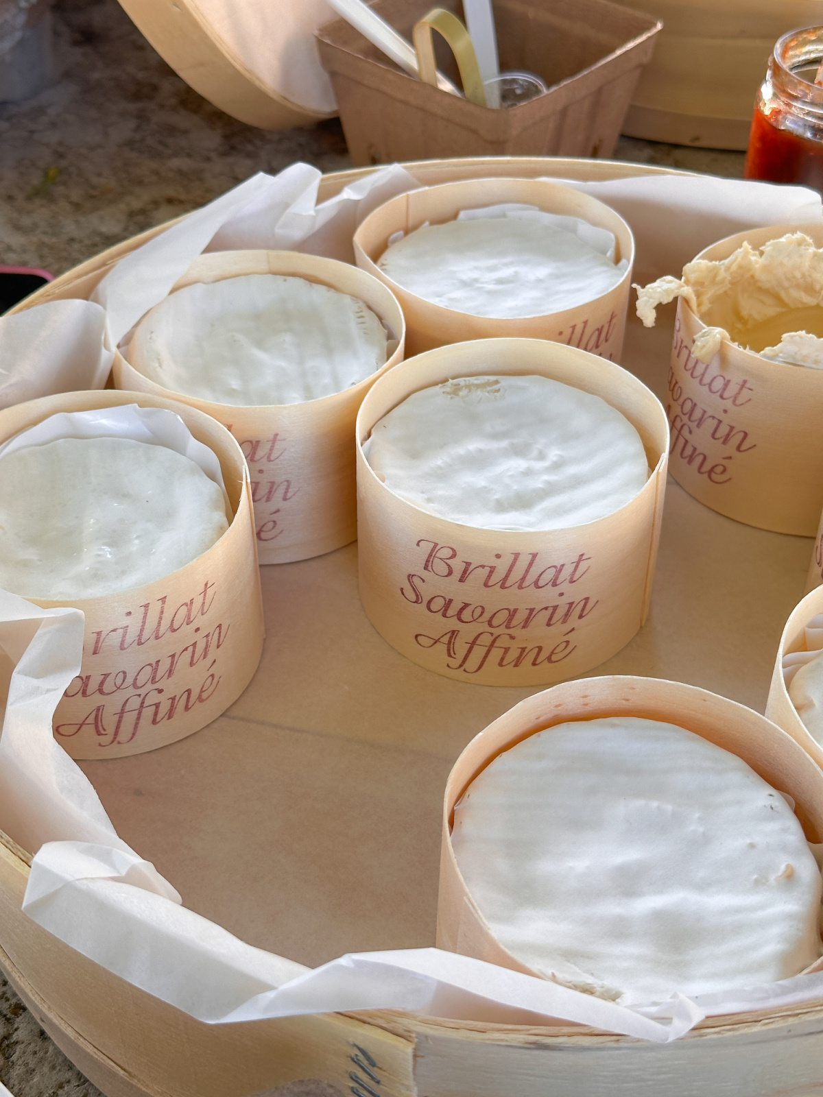 Tray of Brillat Savarin cheese.