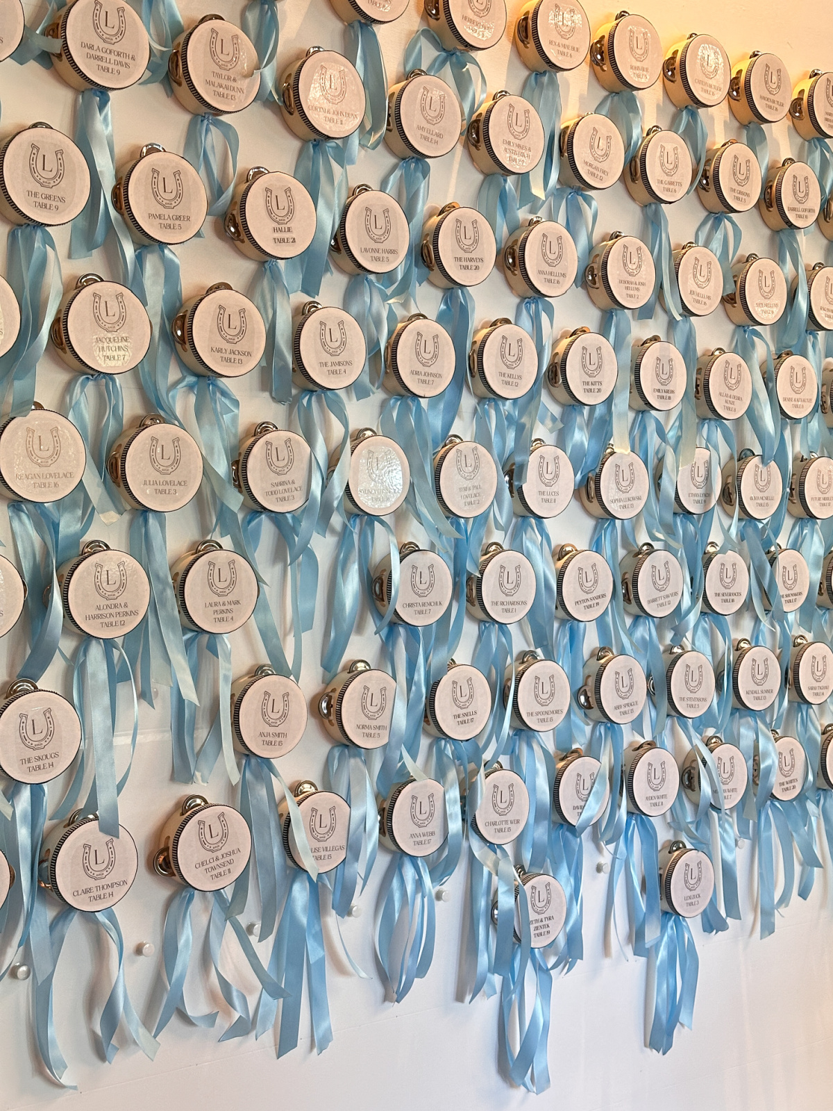 Wedding seating chart board at Hotel Drover.