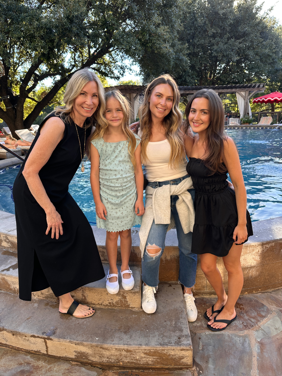 Three generations of women at Hotel Dover's pool.