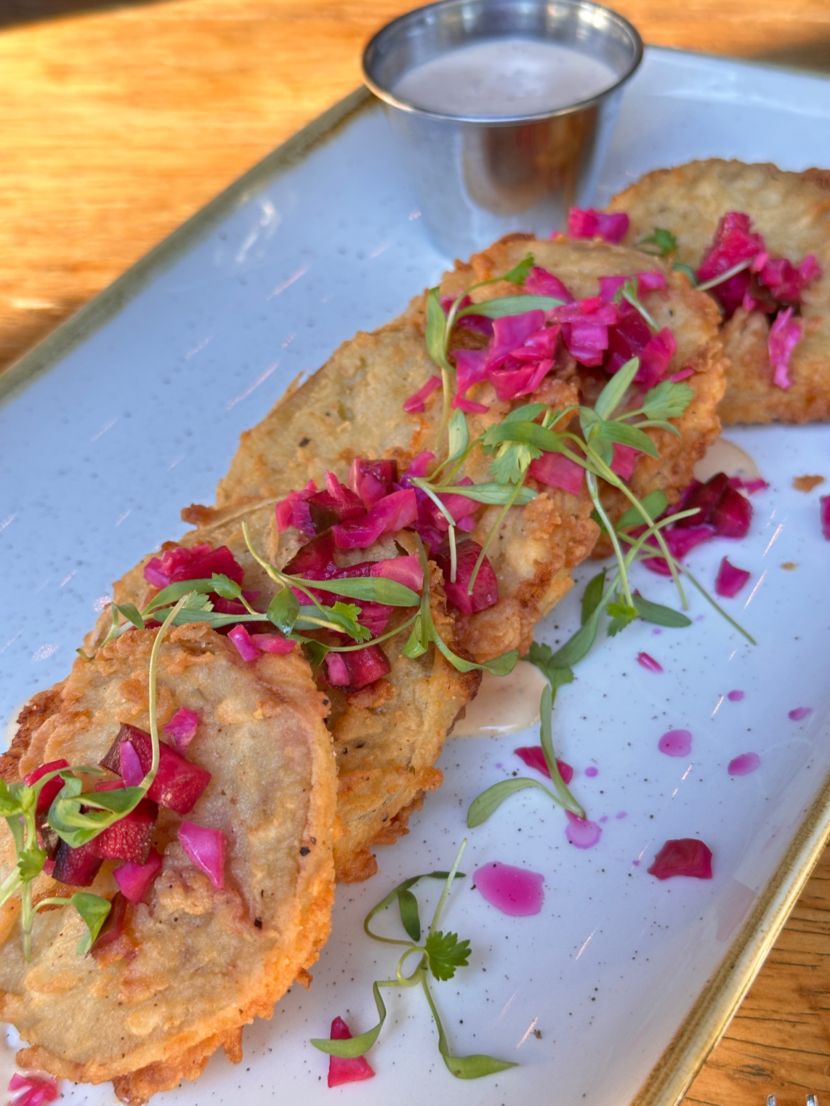 Fried green tomatoes at 97 West at Hotel Drover, Ft. Worth.