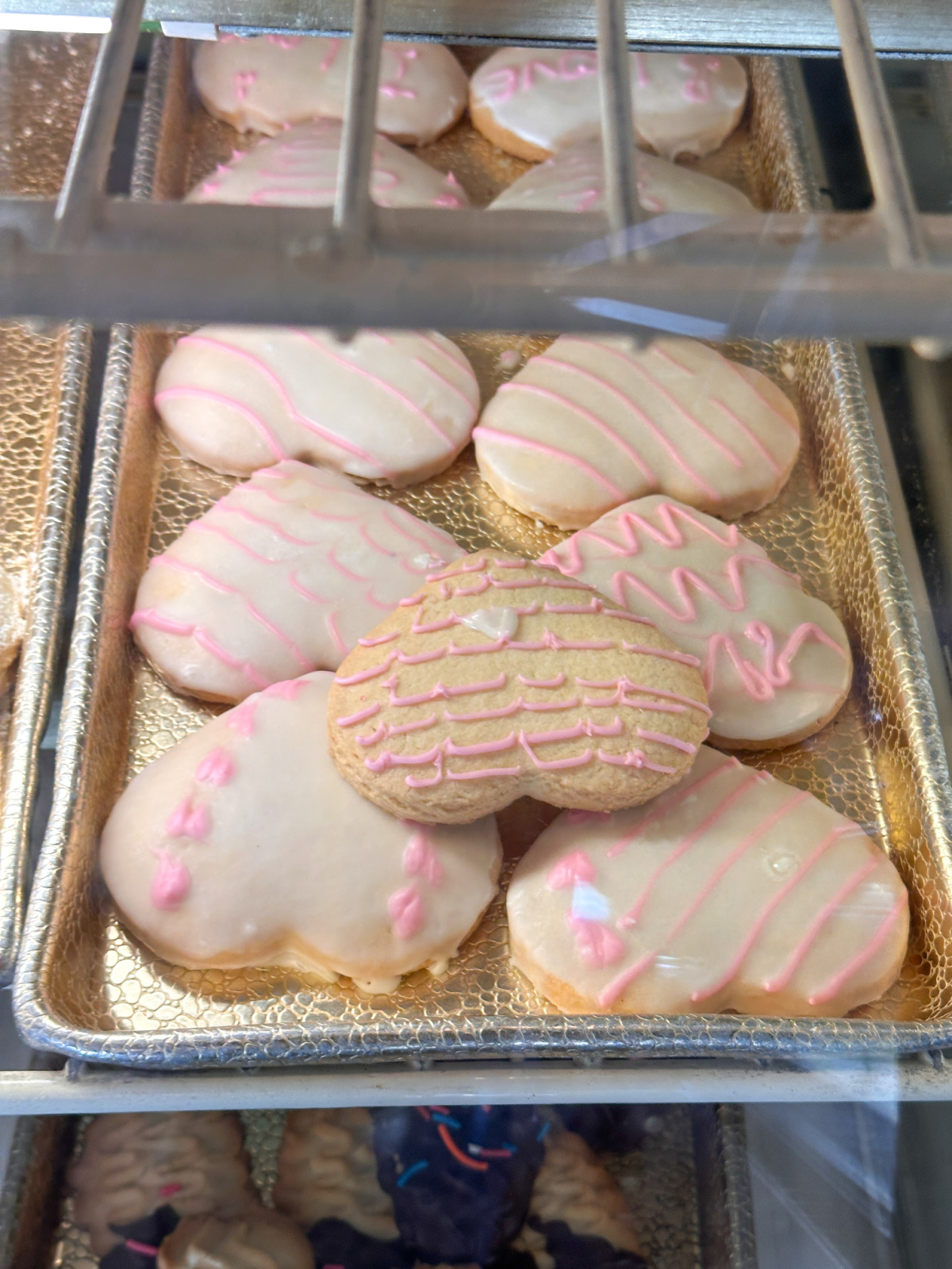 Heart shaped frosted cookies at Basque Boulangerie in Sonoma.